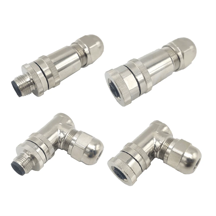 Conector cot drept din metal ecranat M12